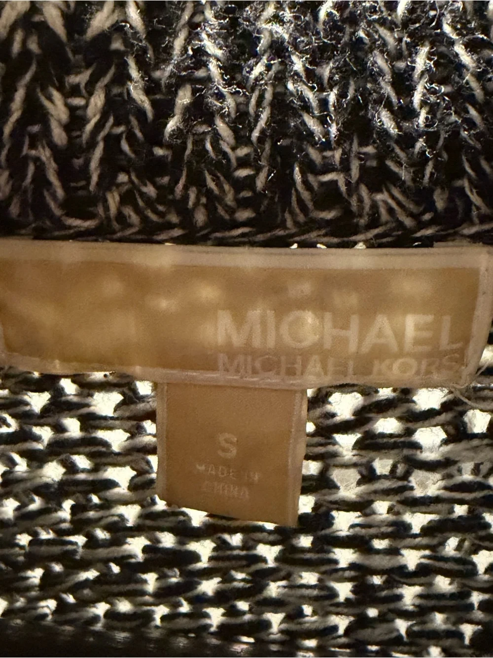 Michael Kors Black & White Marled Toggle Knit Poncho